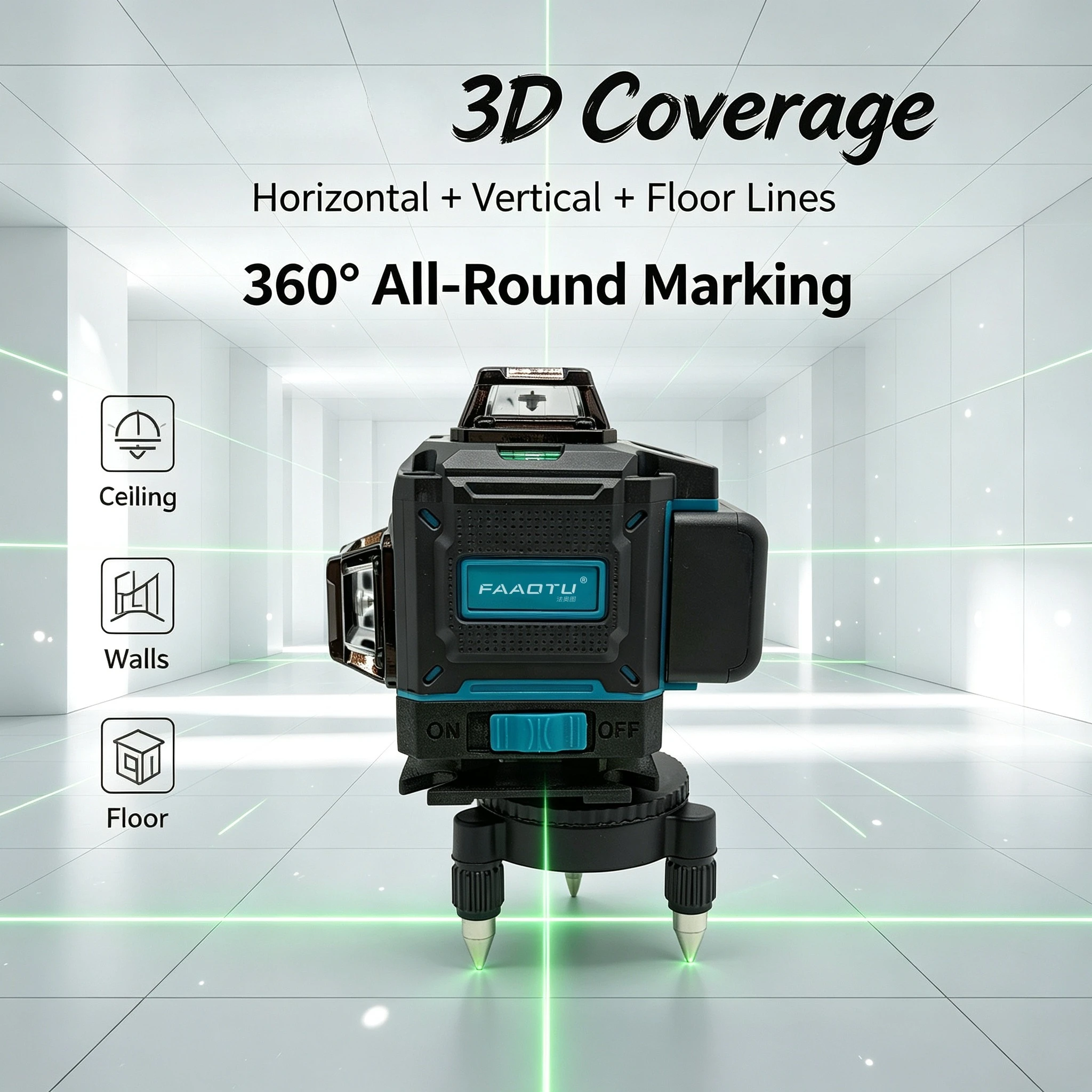 Spirit Level - FAAOTU 4D 16-Line 360° Laser Level